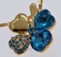 Preview: Kleeblatt Saphire Blau Herzform 18 karat vergoldet