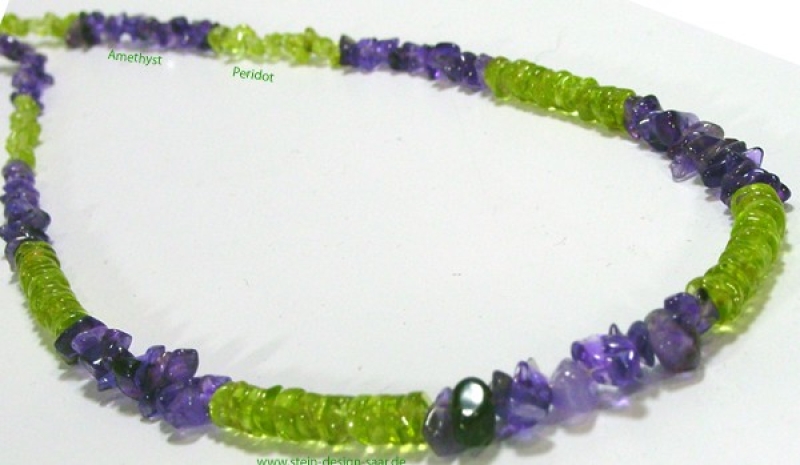 Amethyst, Peridot, Edelstein Collier