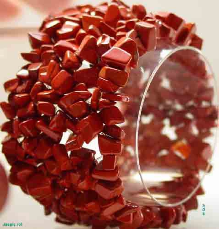 Jaspis rot, Trommelsteine Armband  4cm breit
