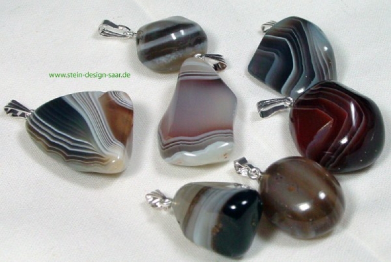 Sardonyx Edelstein  Anhänger mit Silberöse