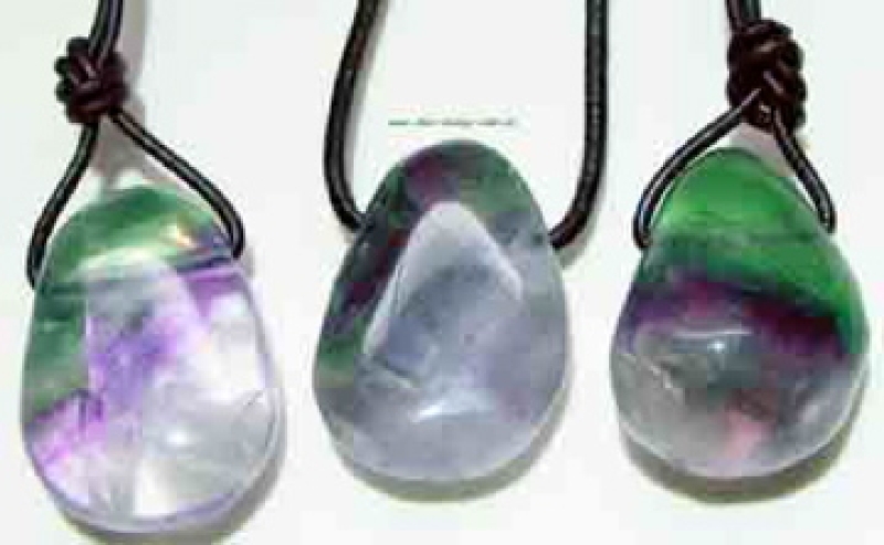 Preview: Fluorit Tropfen Bunt Anhänger