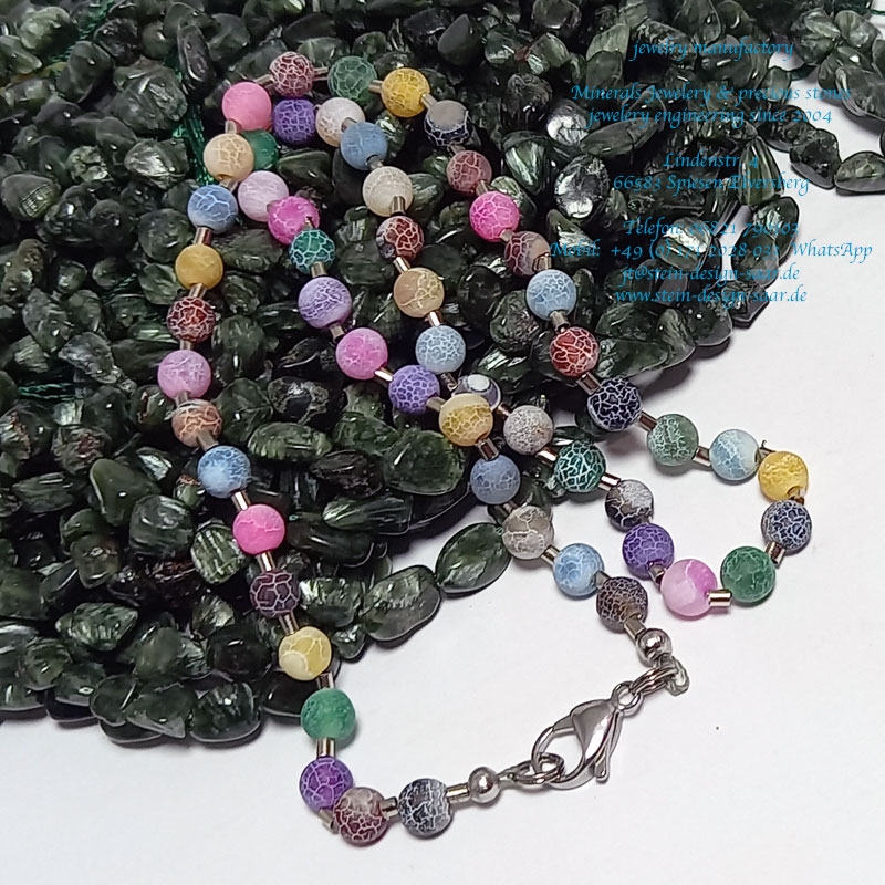 *Neu* Achat Collier Bunt