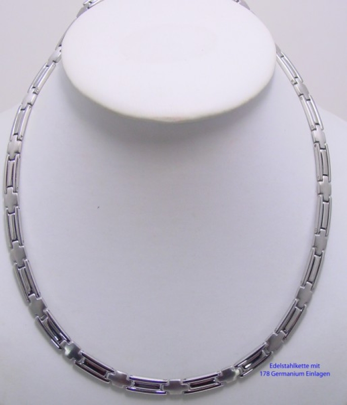 Edelstahl Halskette mit Germanium Einlagen Edelstahl 316L
