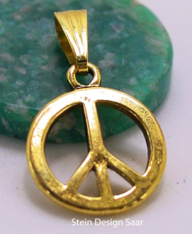 Frieden Symbol, Friedenanhänger, vergoldet