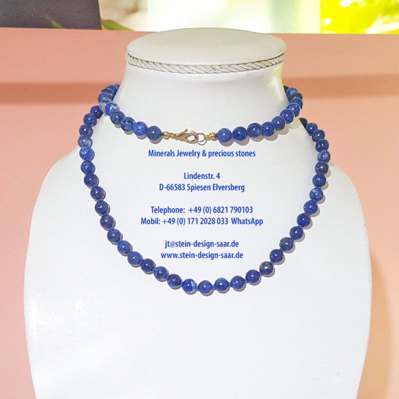 Edelsteinkette Lapislazuli geknotet