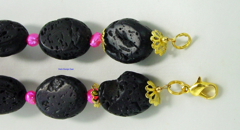 Lava Kette mit Gold