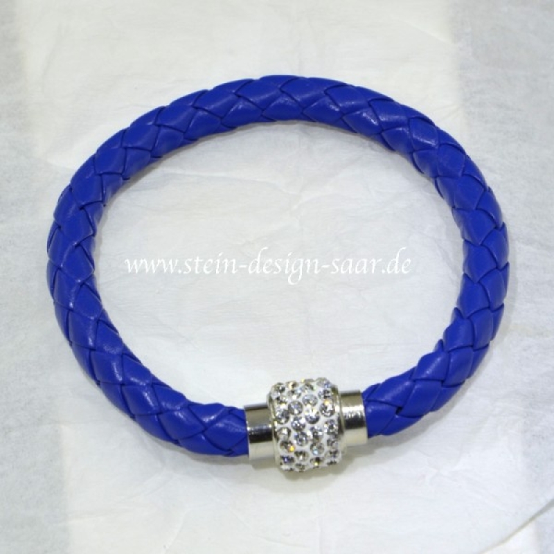 Königsblaues Armband mit Magnet und Strass Kristallen