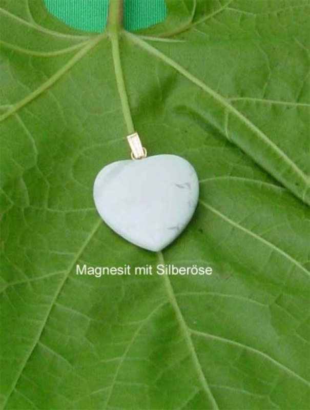 Magnesit Edelstein Anhänger Herzform 20mm