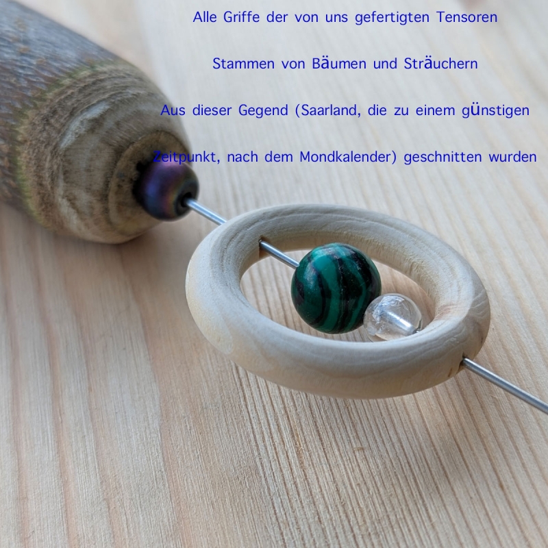 Einhandrute Tensor mit Malachit und Hematit