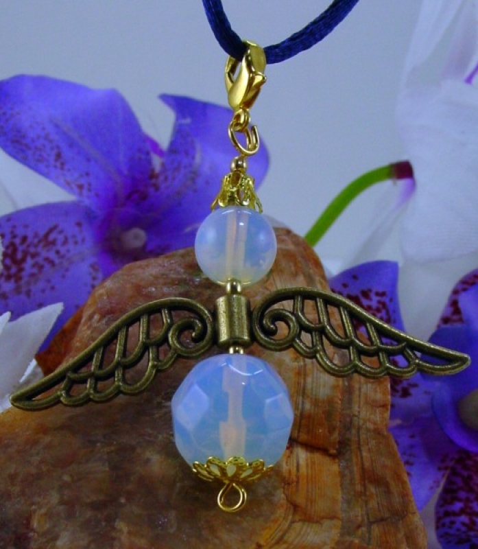 Engel Opal, Mondopal, Fluegel Bronze, vergoldet