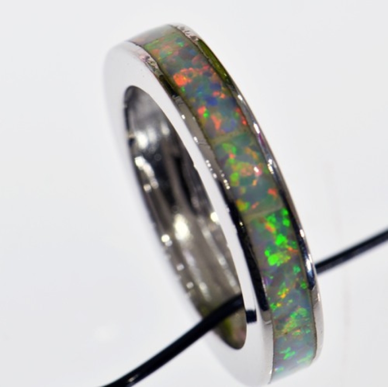 Opal Ring Silber Rhodiniert