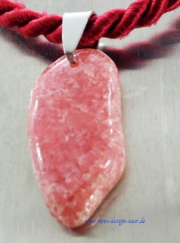 Rhodochrosit, Anhänger Freeform, Edelstahl