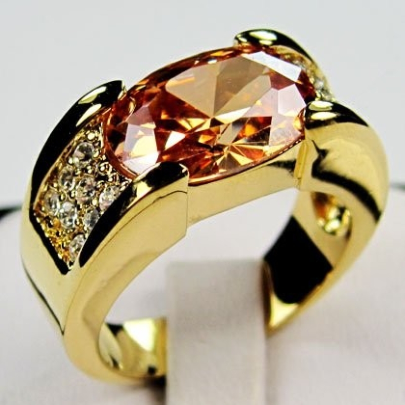 Ring Gelbgold Topas Zirkonia, Kristalle im Diamantschliff