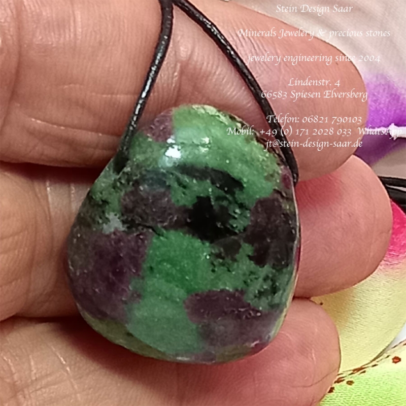 Preview: Rubin Rot Zoisit Grün Anhänger
