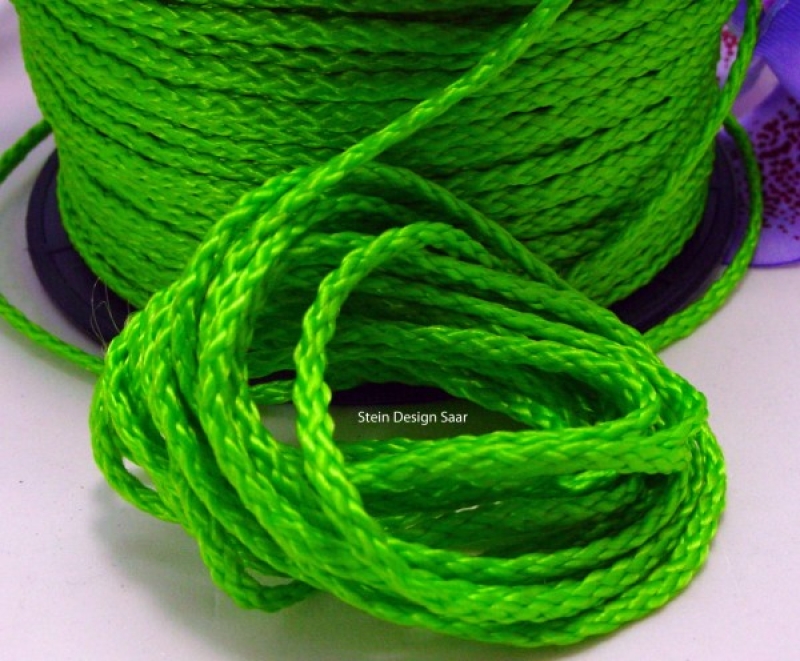 3 Stück Schmuckband, Textilband, neon grün, ca. 1,7mm