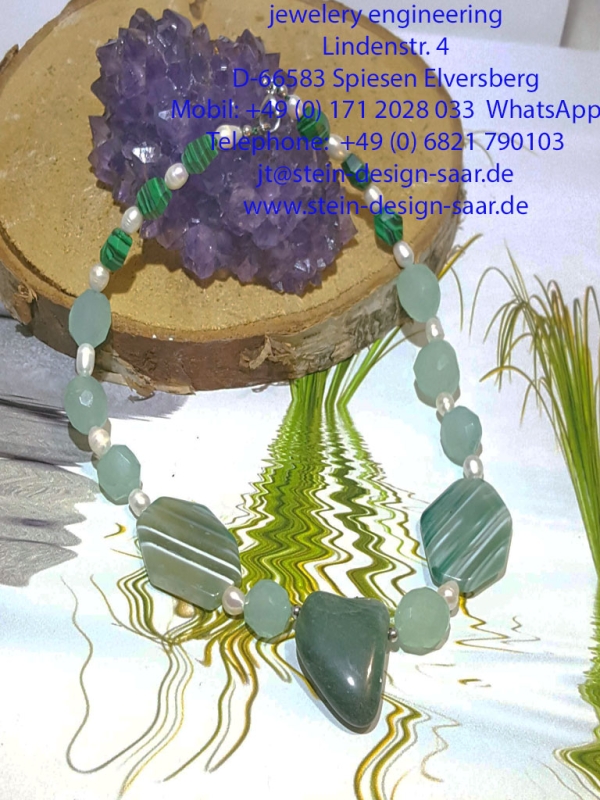 Grüne „Kraftkette“ Halskette aus echten Edelsteinen