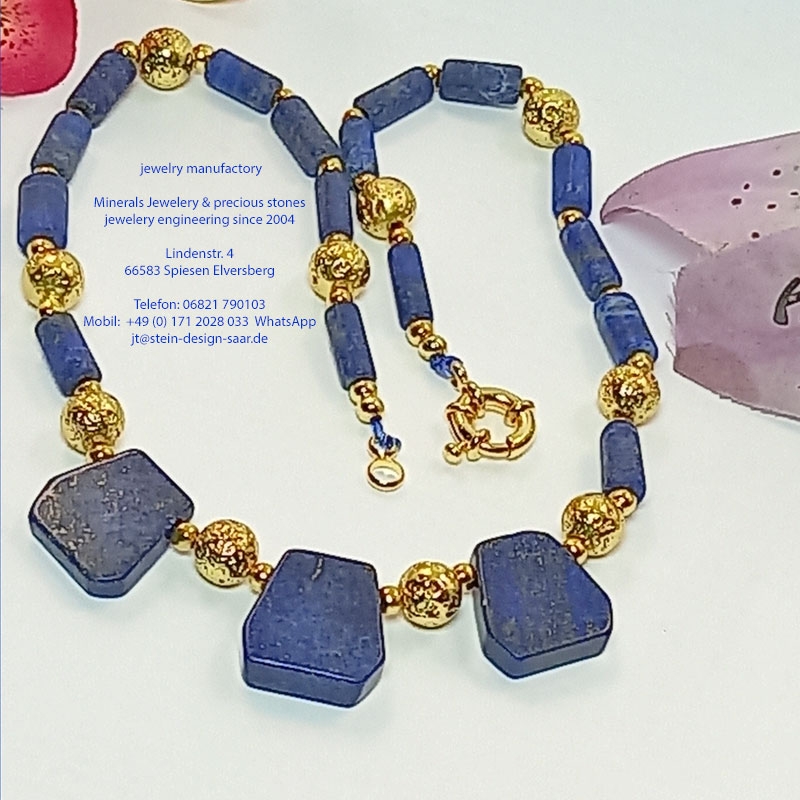 Mineralien Blau Gold Kette