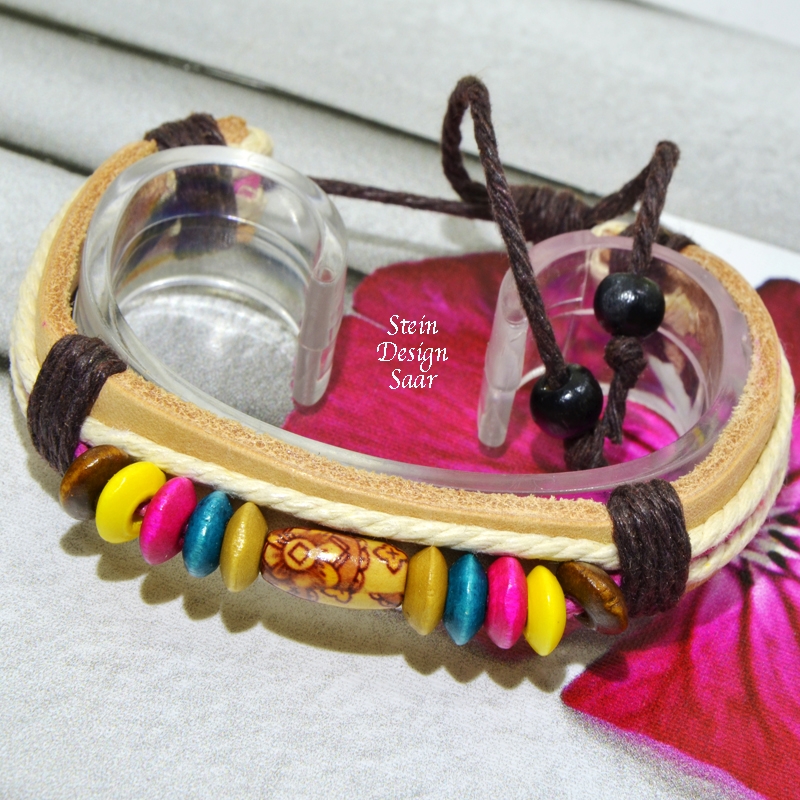 Lederarmband Chakra Bunt