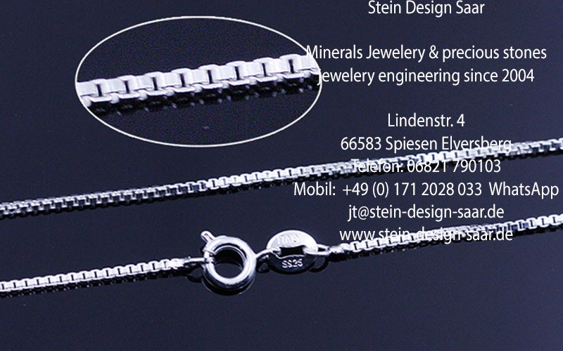 Sterling Silber; Halskette Kette + Anhänger-SAPPHIRE-Blau