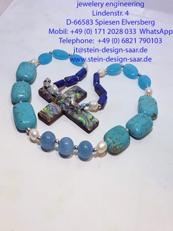 *Neu* Lapislazuli, Chalcedon Süsswasserperlen