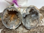 Bergkristall, Achat Geode, Druse, ovale Form