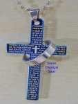 Edelstahl Kreuz blau mit einem Ring